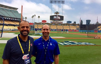 Dr. Hirad Bagy (Nationals) and Dr. Eric Blum (Dodgers) prior to game 4 of the NLDS